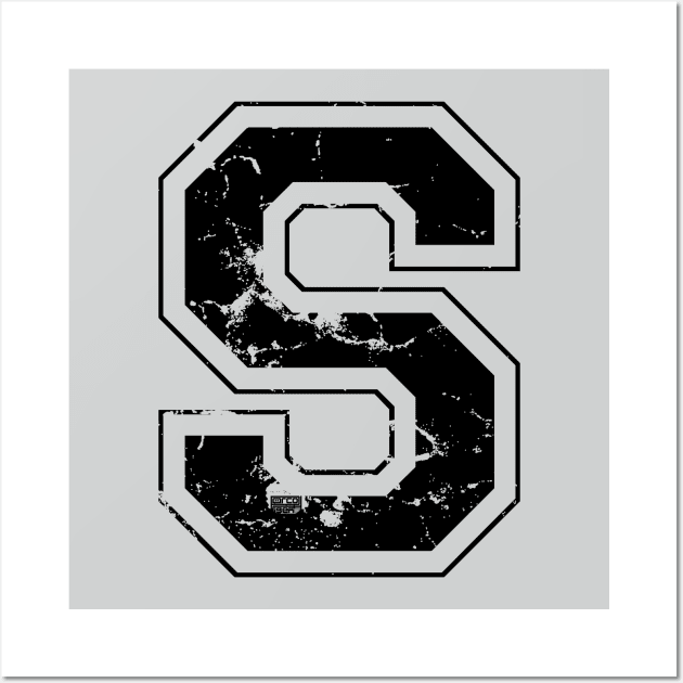 Initial Letter S Black Jersey Sports Athletic Player Wall Art by porcodiseno